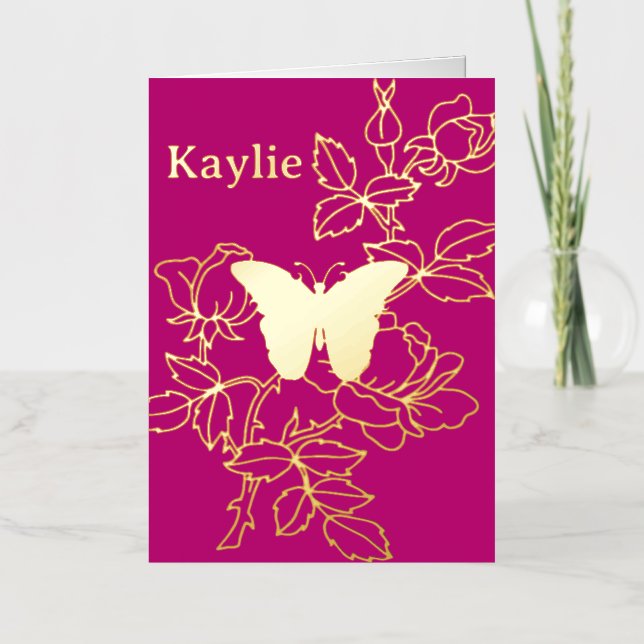 Elegante Butterfly Personalisiert Foil Card (Vorderseite)
