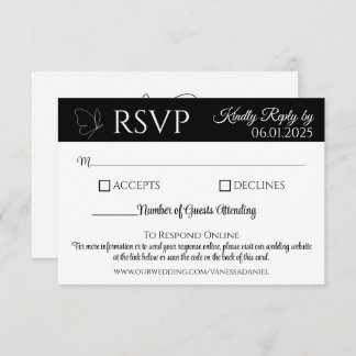 Elegante Butterfly Response Card | QR-Code RSVP Karte