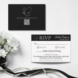 Elegante Butterfly Response Card | QR-Code RSVP Karte
