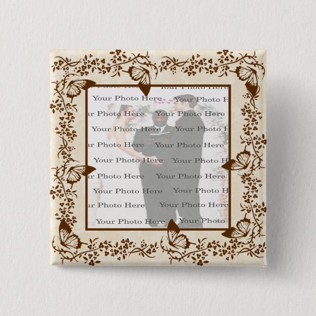 Elegante Butterfly Square Button (Vorderseite)