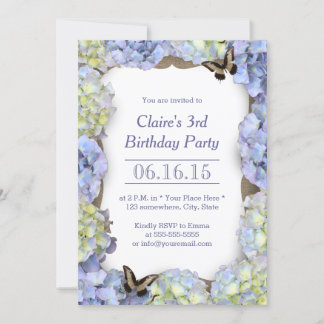 Elegante Butterfly Vintag Floral Geburtstagsparty Einladung