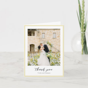 Elegante Buttergelbe Foto Moderne Hochzeit Dankeskarte