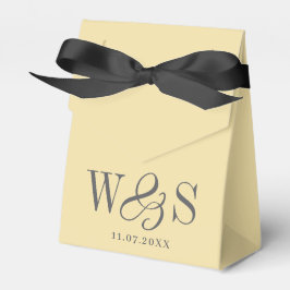 Elegante Buttergelbe Hochzeitspaare Initialen Geschenkschachtel