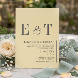 Elegante Buttergelbe Minimalistische Hochzeit Einladung