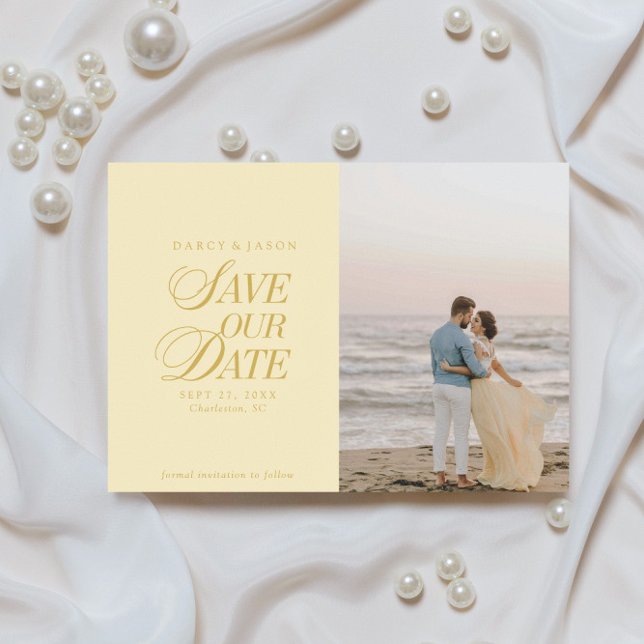 Elegante Buttergelbe Save-the-Date-Karte im klassi Save The Date (Classy Butter Yellow Elegant Save the Date Card)
