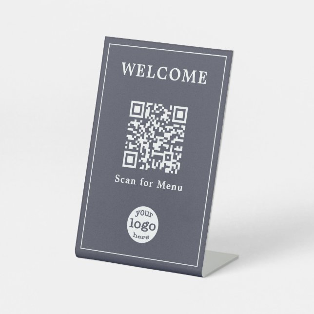 Elegante Cafe Restaurant Menü QR Code Company Logo Sockelschild (Vorderseite)