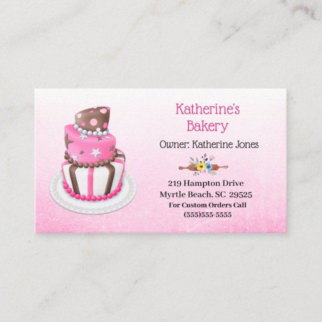 Elegante Cake Bakery Business Cards Visitenkarte (Vorderseite)