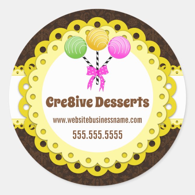 Elegante Cake Pops Bäckerei Packaging Siegel Runder Aufkleber (Vorderseite)