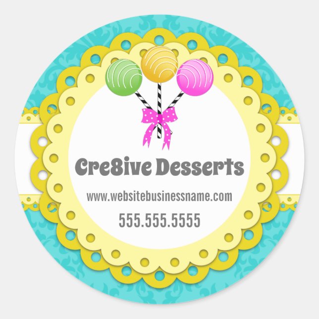 Elegante Cake Pops Bäckerei Packaging Siegel Runder Aufkleber (Vorderseite)