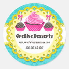 Elegante Cake Pops Cupcake Bäckerei Packaging Sieg Runder Aufkleber