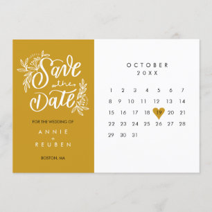 Elegante Calendar Gold Liebe Herz Einladung