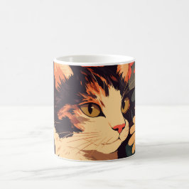 Elegante Calico Katze im Blumengarten Kaffeetasse