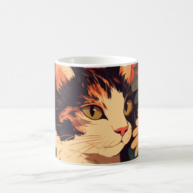 Elegante Calico Katze im Blumengarten Kaffeetasse (Mittel)