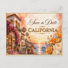 Elegante California Save-the-Date-Hochzeits-Einlad Postkarte