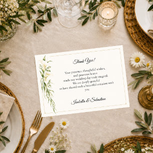 Elegante Calla-Lilie-Romantik-Hochzeit Dankeskarte
