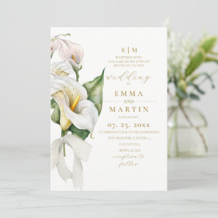 Elegante Calla-Lilien-Wasserfarben-Hochzeit Einladung