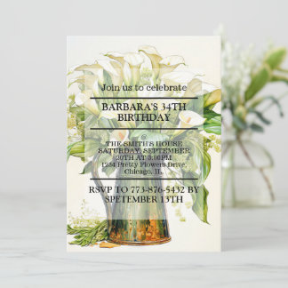 Elegante Calla Lily Blume Geburtstagsparty Einladung