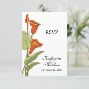Elegante Calla Lily in Orange RSVP Cards Einladung