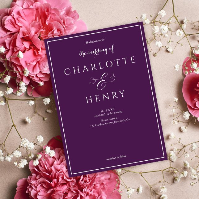 Elegante Callighraphy Script Lila Wedding Einladung (Von Creator hochgeladen)