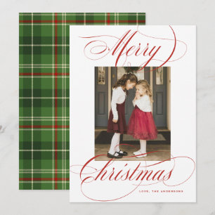 Elegante Calligrafie Weihnachtsfotokarte Feiertagskarte