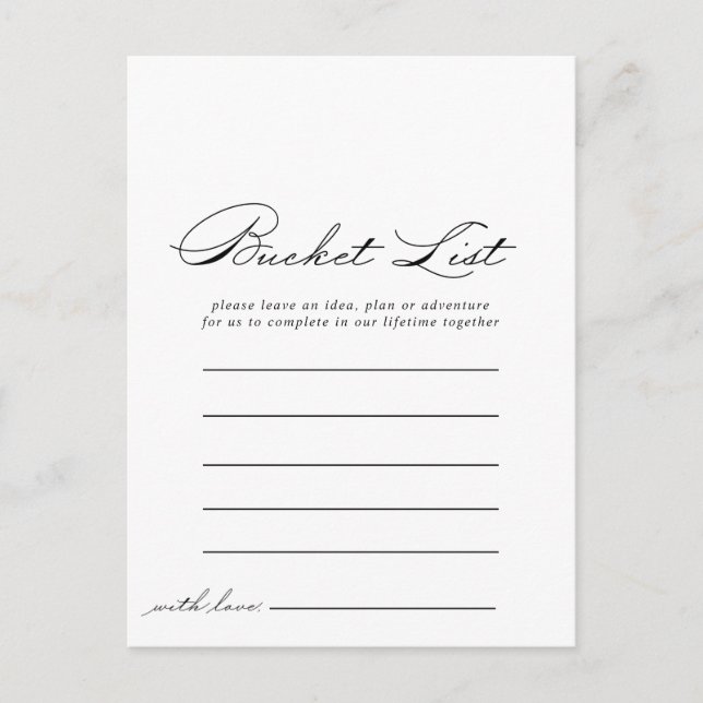 Elegante Calligrafy Bucket List Cards Postkarte (Vorderseite)