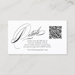 Elegante Calligrafy Details QR Code Umschließungsk Visitenkarte