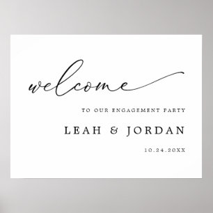 Elegante Calligrafy Engagement Party Willkommen Poster