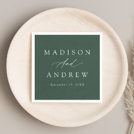 Elegante Calligrafy Forest Green Wedding Serviette