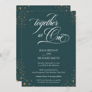 Elegante Calligrafy Gold Confetti Minimalistisch I Einladung