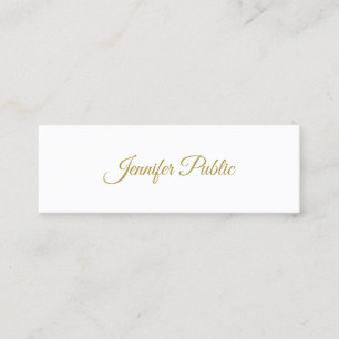 Elegante Calligrafy Gold Script Minimalistisch Sch Mini Visitenkarte