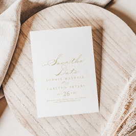 Elegante Calligrafy Gold Wedding rettet das Datum Save The Date