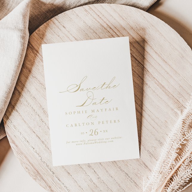 Elegante Calligrafy Gold Wedding rettet das Datum Save The Date (Von Creator hochgeladen)