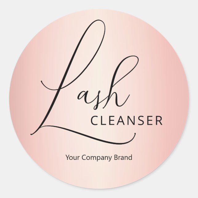 Elegante Calligrafy Rose Gold Eyelash Cleanser Runder Aufkleber (Vorderseite)