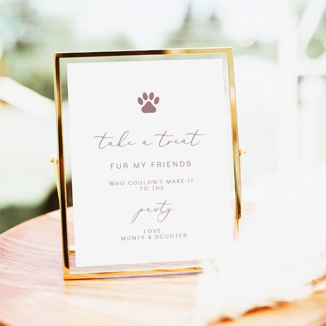 Elegante Calligrafy Rose Gold Pet Pawty Gefallen Poster (Von Creator hochgeladen)