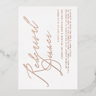 Elegante Calligrafy Rose Gold Probe Abendessen Folieneinladung