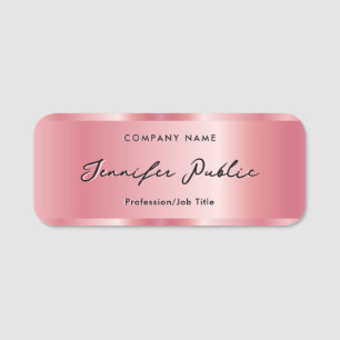Elegante Calligrafy Script Name Template Rose Gold Namensschild