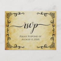 Elegante Calligrafy Vintag Parchment Wedding RSVP