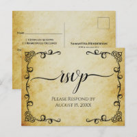 Elegante Calligrafy Vintag Parchment Wedding RSVP