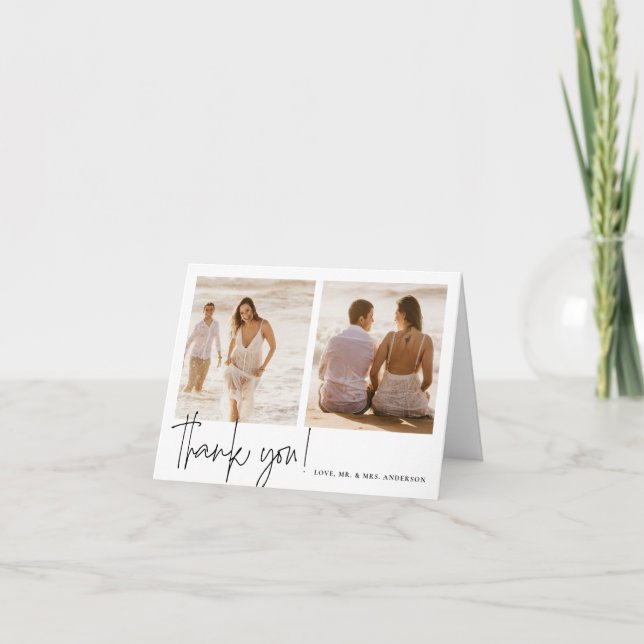 Elegante Calligrafy Wedding Dankeskarte (Vorderseite)