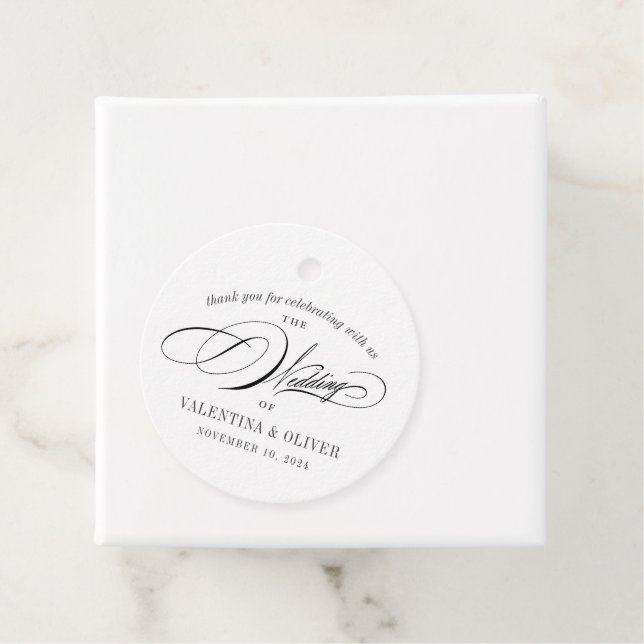 Elegante Calligrafy Wedding Geschenkanhänger (Beispiel)