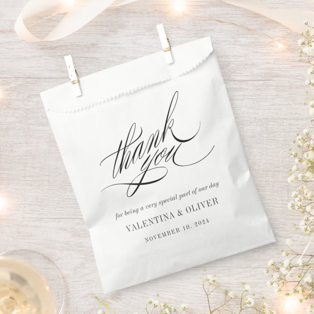 Elegante Calligrafy Wedding Geschenktütchen (Ausgeschnitten)