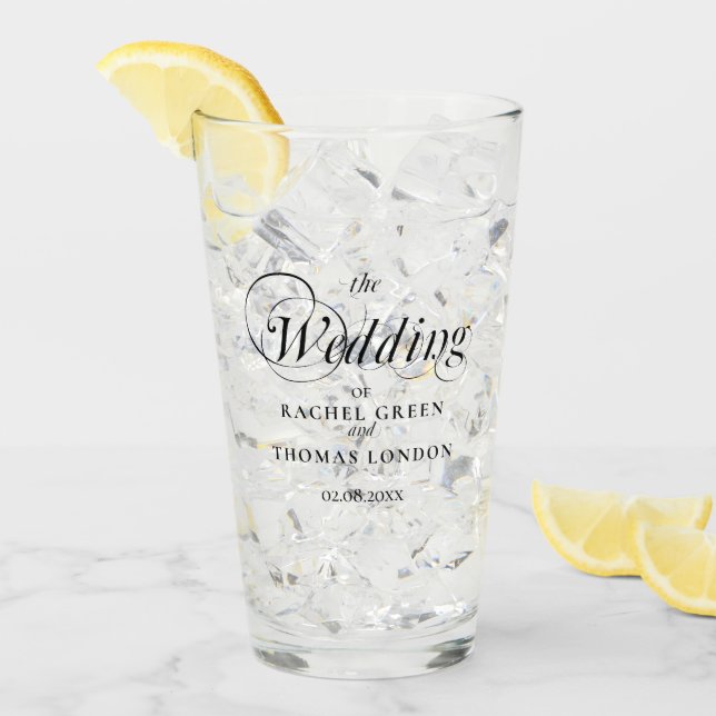 Elegante Calligrafy Wedding Glas (Vorderseite Ice)