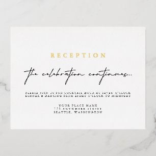 Elegante Calligrafy Wedding Reception Foil Card Folien Feiertagspostkarte