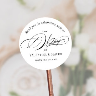 Elegante Calligrafy Wedding Runder Aufkleber