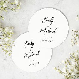 Elegante Calligrafy Wedding Runder Pappuntersetzer