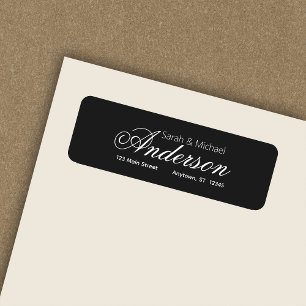 Elegante Calligraphic Script Black-Rücksendeadress