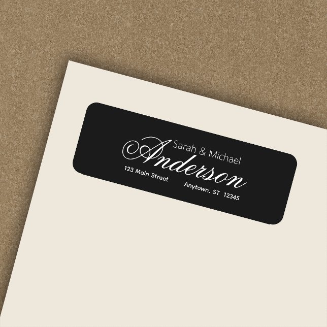 Elegante Calligraphic Script Black-Rücksendeadress (Von Creator hochgeladen)