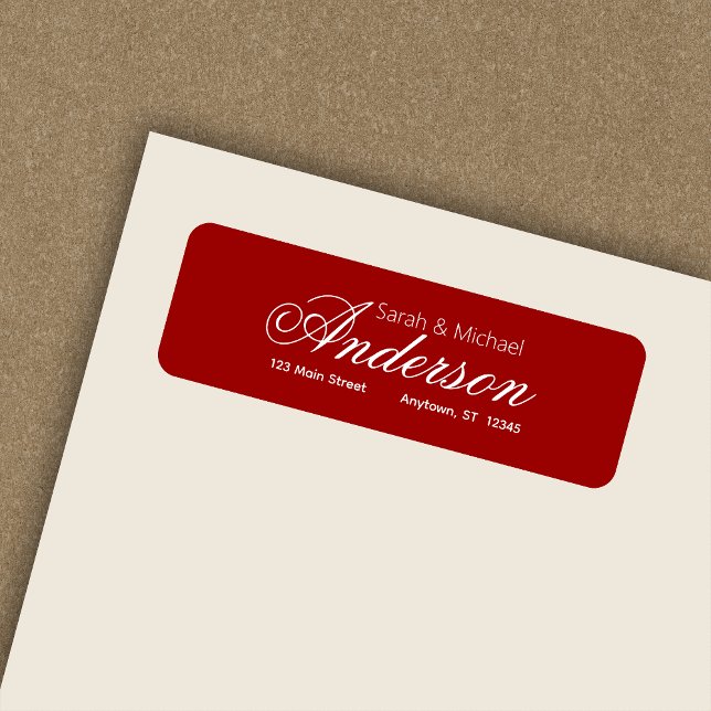 Elegante Calligraphic Script Red-Rücksendeadresse (Von Creator hochgeladen)