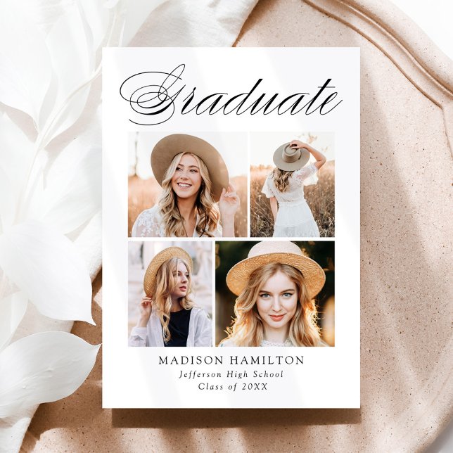 Elegante Calligraphie 4 Foto Abschluss Ankündigung (Von Creator hochgeladen)