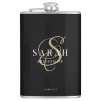Elegante Calligraphie Black Monogram Bridesmaid Gi